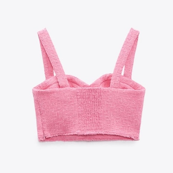 Pink tweed textured zara crop top and flare skirt - Picture 10 of 13